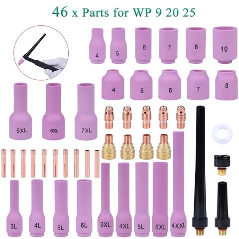 46Pcs TIG Welding Torch Stubby Gas Lens For WP9 WP20 TIG Back Cap Collet Bodies Spares Kit Durable Practical Accessories ► Photo 1/6