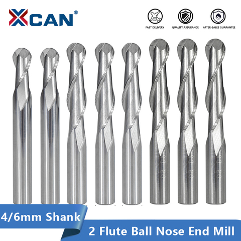 XCAN 2 Flute Ball Nose End Mill 4/6mm Shank CNC Router Bit Carbide End Mill Spiral Milling Cutter ► Photo 1/6