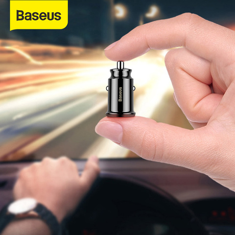 Baseus Car Charger For for iPhone Samsung Phone Tablet GPS 3.1A Fast Charging Charger Mini Dual USB Car Phone Charger Adapter ► Photo 1/6