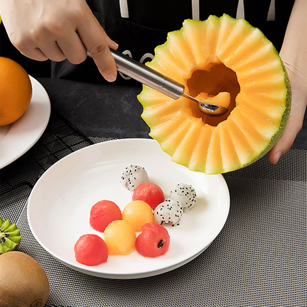 4 in 1 Melon Baller Scoop Set Stainless Steel Watermelon Cutter Fruit  Vegetable Tool Set Fruit Scooper Seed Remover Fruit Slicer - AliExpress