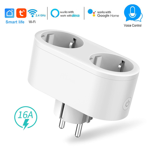 2 in 1 Mini Extenders Socket Dual Smart Wifi Plug Works with Alexa Google and Smart Life App By Voice & Remote Control ► Photo 1/6