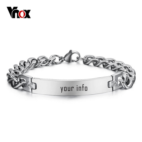 Vnox Stainless Steel ID Bracelet for Men Custom Name Birthday Gift Party Jewelry 8.2 inchs ► Photo 1/6