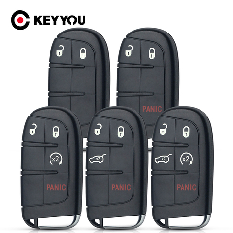 KEYYOU 2/3/4/5 Button For Chrysler Jeep Cherokee Dodge Ram 1500 Journey Charger Challenger Car Smart Key Shell Insert Blank Case ► Photo 1/6