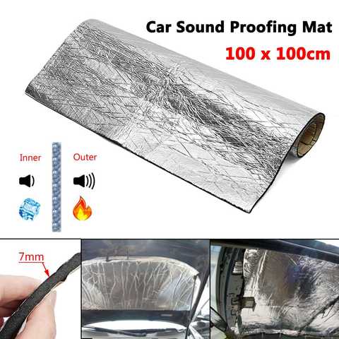 100x100cm 7mm Sound Deadener Mat Noise Bonnet Insulation Deadening Hood Engine Firewall Heat Aluminum Foam Sticker Pipe Cover ► Photo 1/6