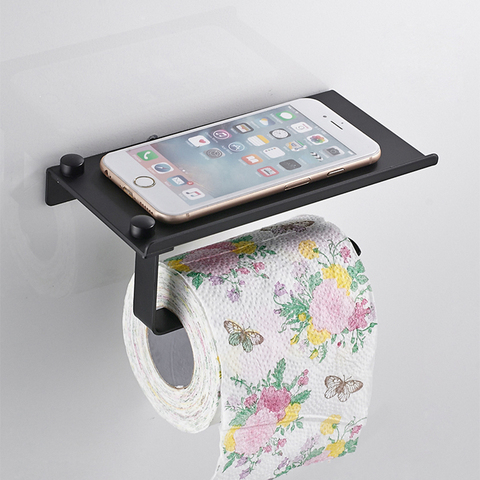 Toilet Paper Holder Cell Phone Shelf  Toilet Paper Holder Shelf Black - Toilet  Paper - Aliexpress