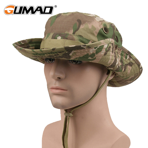 Camouflage Outdoor Fishing Cap Sunscreen Sun Visors Bucket Hat Camping Military Army Airsoft Tactical Bob Wide Brim Bonnie Men ► Photo 1/6
