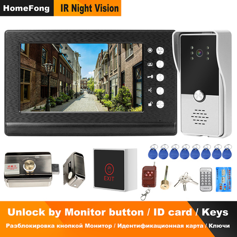 Homefong Wired Video Door Phone with Lock video intercom for Apartment Home Electric Lock Access Control System 3A Power Control ► Photo 1/6