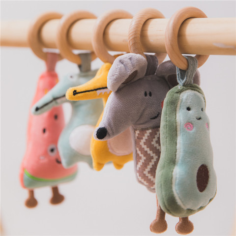 1pc Baby Rattles Wooden Pendant Mobile Baby Toys Children's Fitness Frame Pendant Stroller Accessories Cartoon Infant Toy ► Photo 1/6