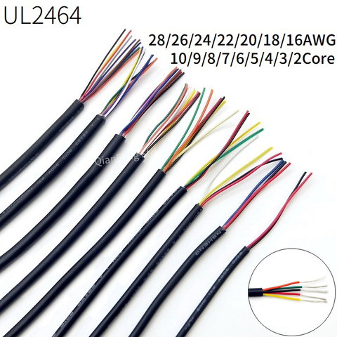 2/5/10M Sheathed Wire Cable 28 26 24 22 20 18 16 AWG Copper Signal Cable 2 3 4 5 6 7 8 10 Core Soft Electronic Audio Wire UL2464 ► Photo 1/6