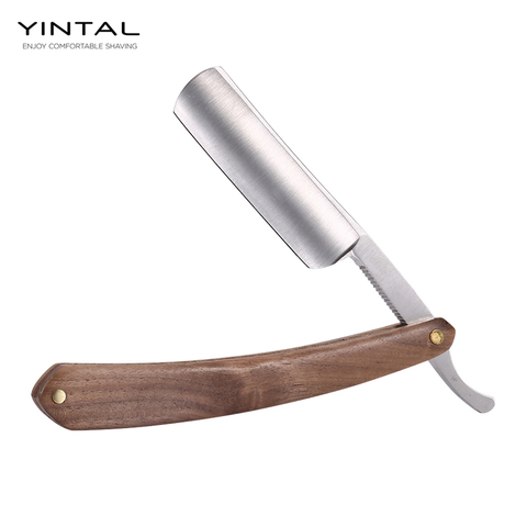 YINTAL Blank Men Shaving Straight Razor Classic Pure Beech Wood Handle Barber Razors Sharpened Preliminary Knife Razor ► Photo 1/5