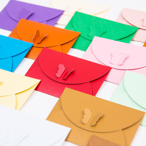 10PCS/LOT Colored Butterfly Buckle Kraft Paper Envelopes Simple Love Retro Buckle Decorative Envelope Small Paper Envelope ► Photo 1/5