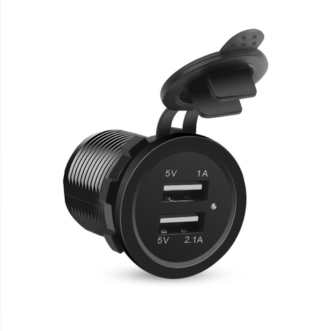 Car Charger Boat Marine Motorcycle Dual Usb Charge Socket Waterproof Power Outlet 2.1A 1A Mobile Phone Charging Adapter ► Photo 1/6