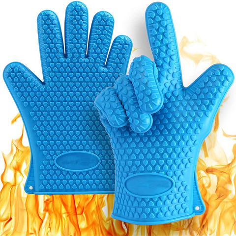 2pcs/lot Multi-functional Thick Heat Resistance Silicone BBQ Gloves  Non-stick Oven Mitts Anti-slip Pot Holder Outdoor Barbecue ► Photo 1/6