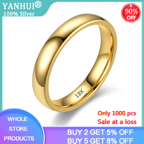 Sale at a loss! Never Fade Original Solid Stainless Steel Rings 18K Gold Gloss Rings For Women And Men Simple Couple Rings KR050 ► Photo 1/6