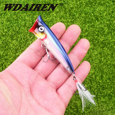 WDAIREN Top Water Popper Hard Fishing Lure 7.8cm 10.5g Floating Wobblers 3D Eyes Artificial Laser Plastic Bait Pesca Tackle 1pcs ► Photo 1/6