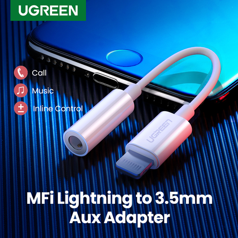 Ugreen MFi Lightning to 3.5mm Jack Headphones Adapter 3.5 AUX Cable Converter for iPhone 12 SE 11 11 Pro Max X XR iPhone 7 8 8P ► Photo 1/6