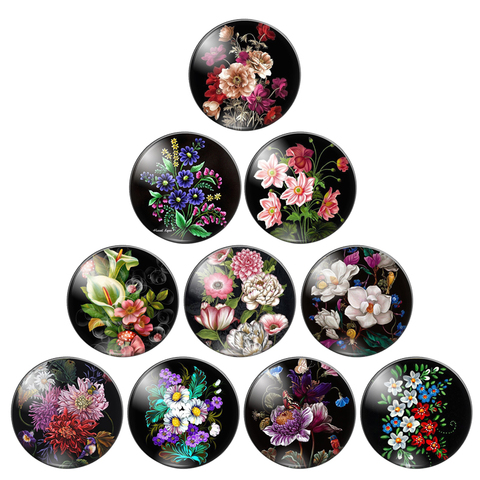 Beauty Vintage Flowers Rose Daisy 8mm/10mm/12mm/18mm/20mm/25mm Round photo glass cabochon demo flat back Making findings ZB0543 ► Photo 1/6