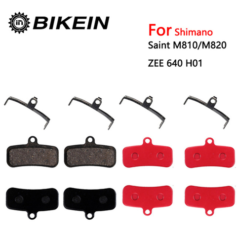 BIKEIN 4 pairs Resin semi-metal pads MTB Bicycle Bike Disc Brake Pads for Shimano Saint M810 M820 ZEE M640 H01 bike brakes pads ► Photo 1/6