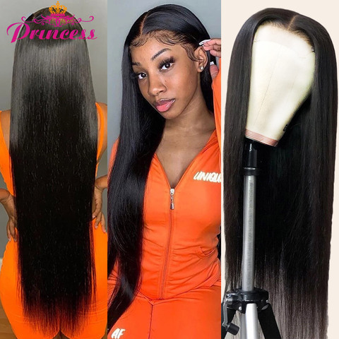Princess 13x4/13x6 Lace Front Human Hair Wigs PrePlucked 4x4 Closure Wig 8-34 Inch Brazilian Straight Lace Frontal Wig ► Photo 1/6