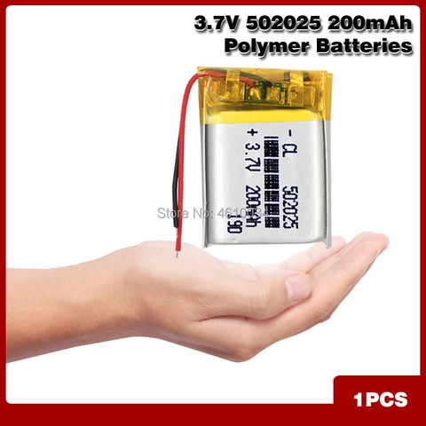 Chinese 502025 3.7v lithium ion battery 200 mah Li polymer battery for portable MP3 MP4 GPS remote controllers ► Photo 1/6