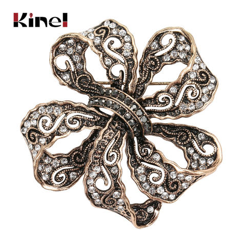 Kinel 2022 New Arrivals Women Hollow Crystal Flower Brooch Pin Vintage Brooches Arabia Paisley Pattern Lapel Corsage Jewelry ► Photo 1/6
