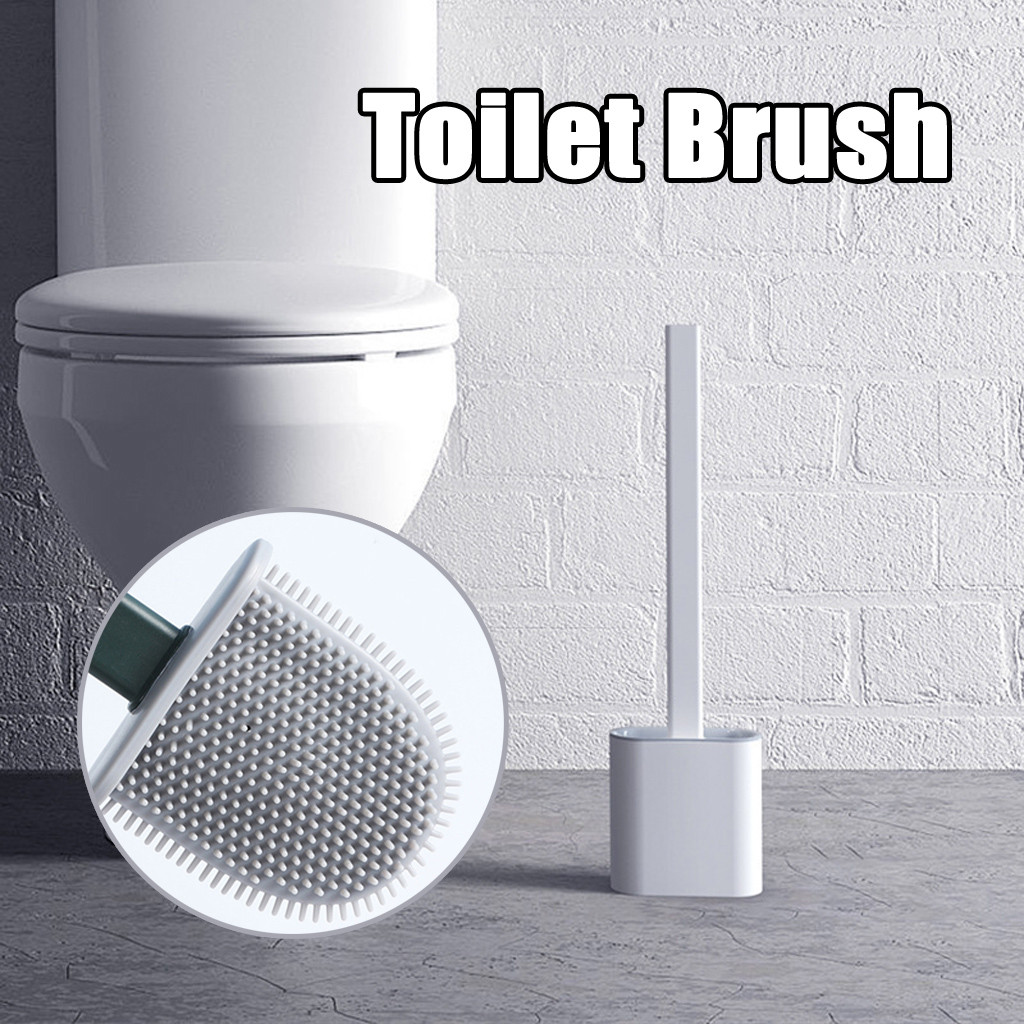 Silicone Toilet Brush with Toilet Brush Holder Creative Cleaning Brush Set 