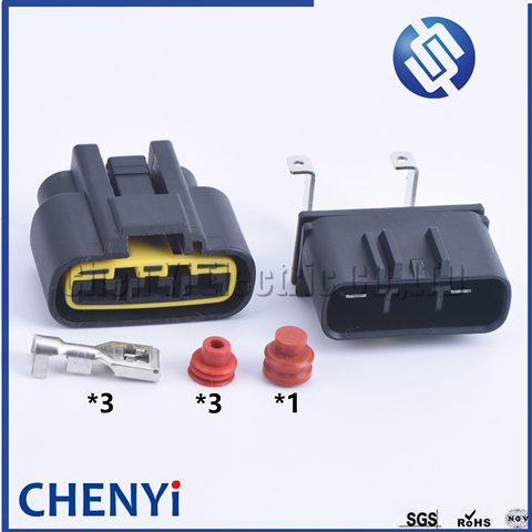 1 set 3 pin (6.3)male female waterproof auto connector automotive QLW 250 R Slot Wiring harness connector Power Cord QLW-3F-B ► Photo 1/6