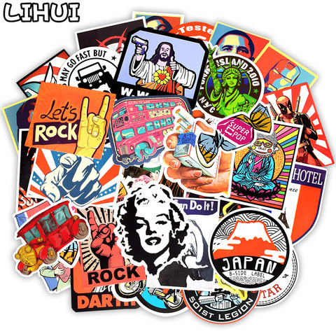50 PCS Retro Style Sticker Graffiti Travel Funny JDM Stickers for DIY Sticker on Suitcase Luggage Laptop Bicycle Skateboard Car ► Photo 1/6