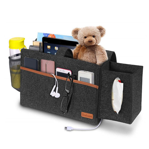 Bedside Bunk Bed Organizer Felt Hanging Storage Bag with Tissue Box and Water Bottle Pocket for College Dorm Sofa Desk Bunk Bed ► Photo 1/6