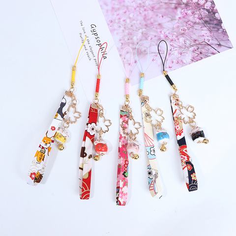 Janpanese Smart Phone Strap Lanyards For IPhone Samsung Decor Daisy Flower Cat Bell Mobile Phone Strap Hang Rope Phone Charm ► Photo 1/6