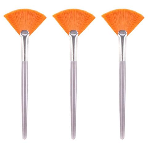 3pcs Practical Facial Brushes Fan Makeup Brushes Soft Portable Mask Brushes Cosmetic Tools for Women Ladies Girls (Yellow) ► Photo 1/6