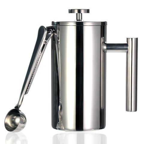 Best French Press Coffee Maker - Double Wall 304 Stainless Steel - Keeps Brewed Coffee or Tea Hot-3 size with sealing clip/Spoon ► Photo 1/6