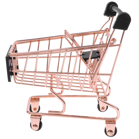 Novelty Mini Shopping Cart Trolley Toy - Pen/ Pencil/ Cards Holder Desk Accessory - Rose Gold S ► Photo 1/6