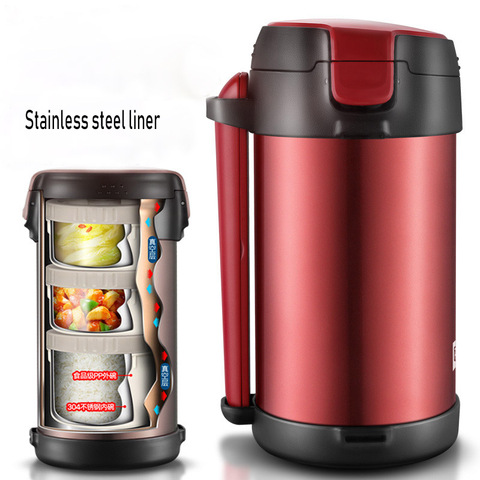 2.2L Stainless Steel Insulated Lunch Box 3 Layer Student Adult
