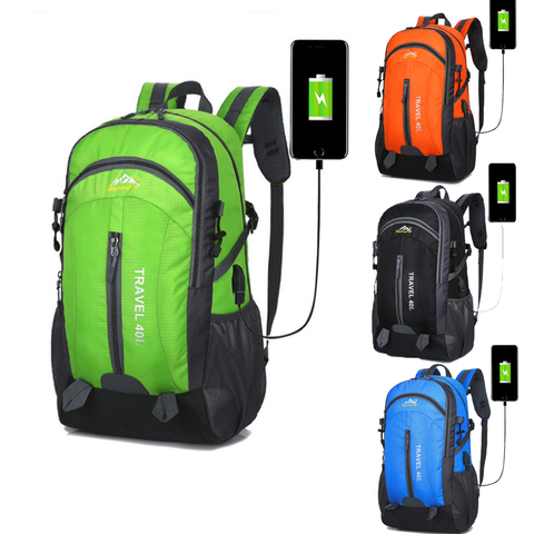 2022 new men's backpack USB charging 40 liters large capacity outdoor shoulder bag men's waterproof casual mountaineering bag ne ► Photo 1/6