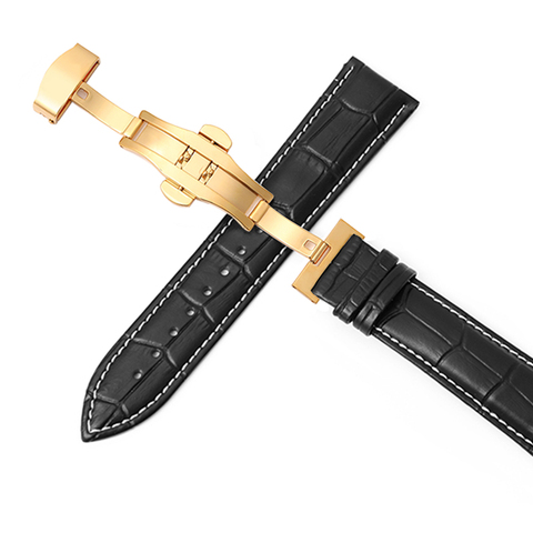 Leather strap double-press automatic butterfly buckle 12-24mm watchbands 20 watch strap 22mm watch band ► Photo 1/6