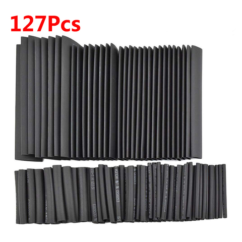 127Pcs Black Weatherproof Heat Shrink Sleeving Tubing Tube Assortment Kit Electrical Connection Electrical Wire Wrap Cable ► Photo 1/6