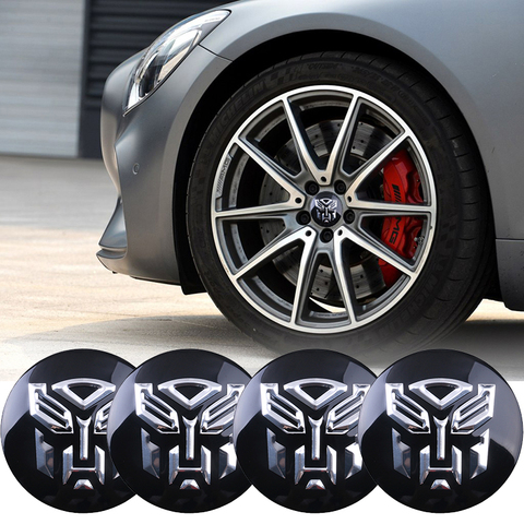 Car styling 4Pcs 56mm Transformers logo Car Tyre Wheel Center Hub Cap Autobots Emblem Decal Badge sticker accessories ► Photo 1/1