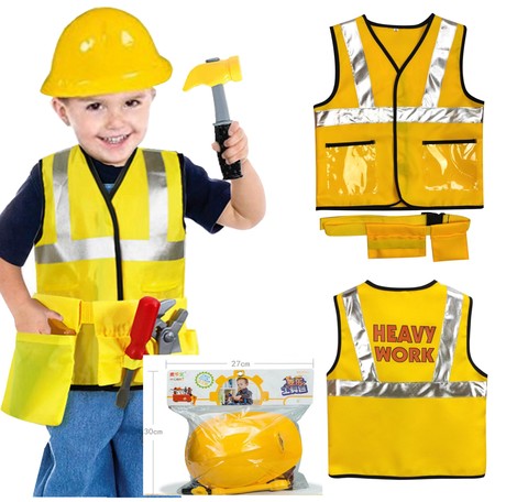 Funny Construction Worker Costume Kit 3-9 years children Role Play Toy Set Career Costumes Heavy worker cosplay ► Photo 1/6