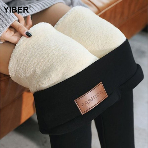 Winter Woman Pants Thickened Leggings Skinny High Waist Thickening Lamb Velvet Legging Female Ankle-Length Trousers Pants ► Photo 1/6