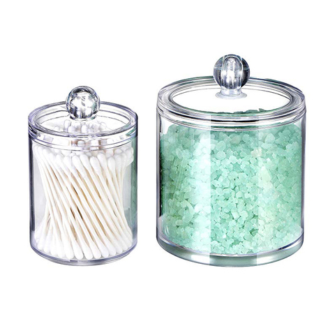 2PCS Acrylic Storage Box Cosmetic Organizer Bathroom Accessories Cotton Swab Bath Salt Storage Tank Transparent Plastic Box ► Photo 1/6
