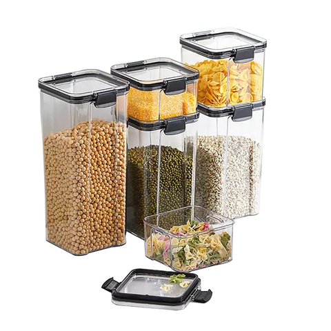 Airtight Food Storage Container,Food Storage Box Multigrain Storage  Tank,Plastic Transparent Stackable Kitchen Sealed Jar