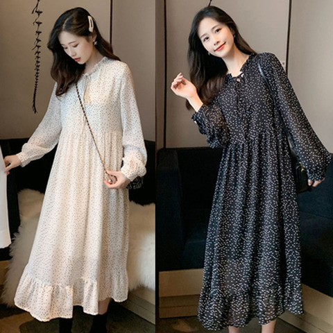 New 2022 Autumn Plus Size 4XL Dress Women Print Dot Bohemian Ruffles Vestidos Belt Patchwork Dress Bow Long Sleeve Robe Clothes ► Photo 1/6