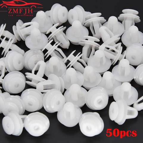 50pcs Universal Automobile Bumpers Hole White Car Door Trim Panel Clip Plastic Auto Fastener Clips Rivet Auto Fasteners For Cars ► Photo 1/6