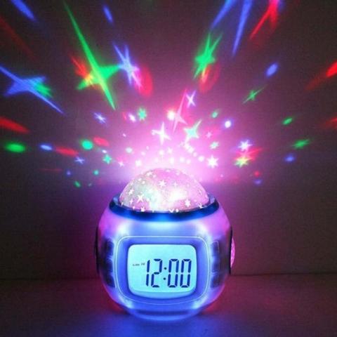 LED Digital Alarm Clock Snooze Starry Star Glowing Alarm Clock For Children Baby Room Calendar Thermometer Night Light Projector ► Photo 1/3
