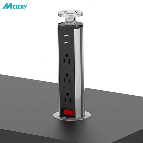 Tablet Sockets Power Strip US Electric Plug Pop Up Motorised Desk Socket Switch Outlet Kitchen USB Charger 1.8m Extemstion Cord ► Photo 1/6