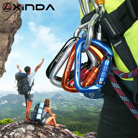 XINDA Professional  Safety Auto Carabiner Multicolor 25KN Climbing Rock Buckle Aluminum alloy hook Mountaineer Equipment ► Photo 1/6