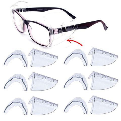 6 Pairs Splash Proof Safety Eye Glasses Side Shields Clear Flexible Slip On Protective Shield Fits All Size Eyeglasses ► Photo 1/6