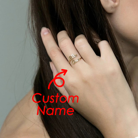 eManco Customized 2 Name Ring for women Gold Personalized Letter 316L Stainless Steel Rings  Support wholesal Dropshipping ► Photo 1/5