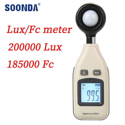 Digital Photometer Enviromental Testing Lux Meter 200,000 LUX Light Meter Pocket Illuminometer Lux FC Luminance MAX MIN Tester ► Photo 1/6